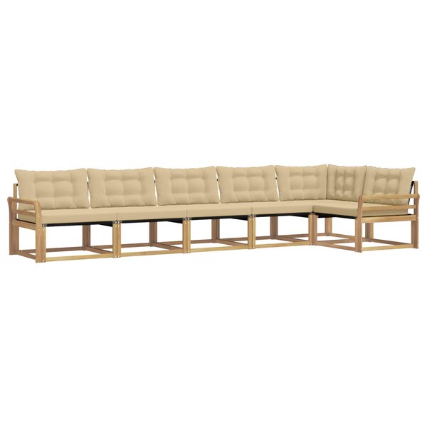 vidaXL Ensemble de canapés d'extérieur 6 Pièces Blanc et Beige