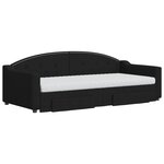 vidaXL Lit de jour avec gigogne et tiroirs noir 90x200 cm tissu