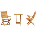 vidaXL Ensemble bistro pliant 3 Pièces Marron Bois d'Acacia Massif
