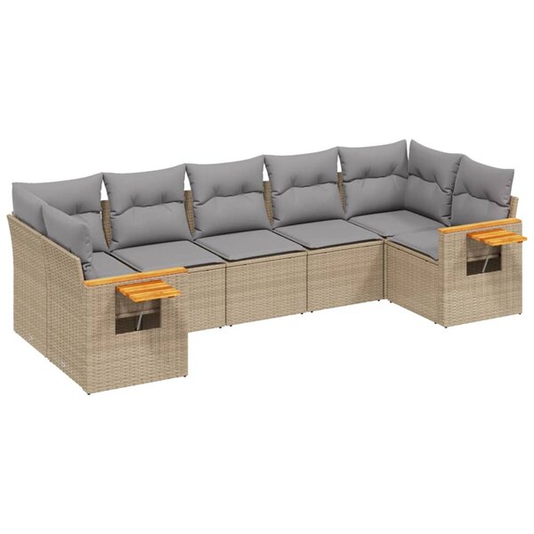 vidaXL Salon de jardin avec coussins 7 Pièces beige résine tressée