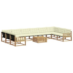 vidaXL Ensemble de canapés d'extérieur 11 Pièces Blanc et crème