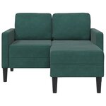 vidaXL Canapé 2 places avec méridienne en L vert foncé 125 cm velours