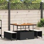 vidaXL Ensemble de salle à manger pour jardin 3 Pièces Noir Poly rotin