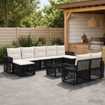 vidaXL Ensemble de canapé de jardin 10 pc Noir et blanc crème