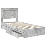 vidaXL Lit de Rangement Gris béton 90 x 190 cm Bois d'ingénierie