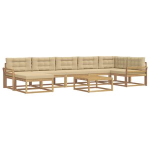 vidaXL Ensemble de canapés d'extérieur 8 Pièces Blanc et Beige