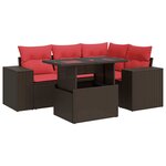 vidaXL Salon de jardin avec coussins 5Pièces marron résine tressée acacia