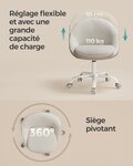Chaise de bureau fauteuil pivotant siège confort rembourrage en mousse réglable en hauteur pour bureau chambre salle de réunion beige 12_0004874