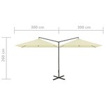 vidaXL Parasol double avec mât en acier Sable 600x300 cm