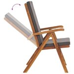 vidaXL Chaises inclinables lot de 2 avec coussins Teck solide Gris