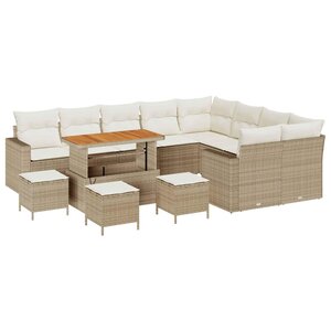 vidaXL Ensemble de canapé de jardin avec coussin 13 Pièces beige et crème