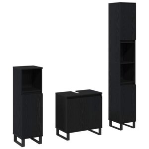 vidaXL Ensemble de mobilier de salle de bain 3 Pièces Chêne noir
