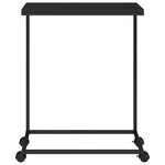 vidaXL Table d'appoint avec roues noir 55x35x70 cm bois d'ingénierie