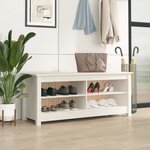 vidaXL Banc à chaussures Blanc 110x38x45 5 cm Bois de pin massif