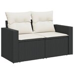 vidaXL Salon de jardin avec coussins 14 Pièces noir résine tressée