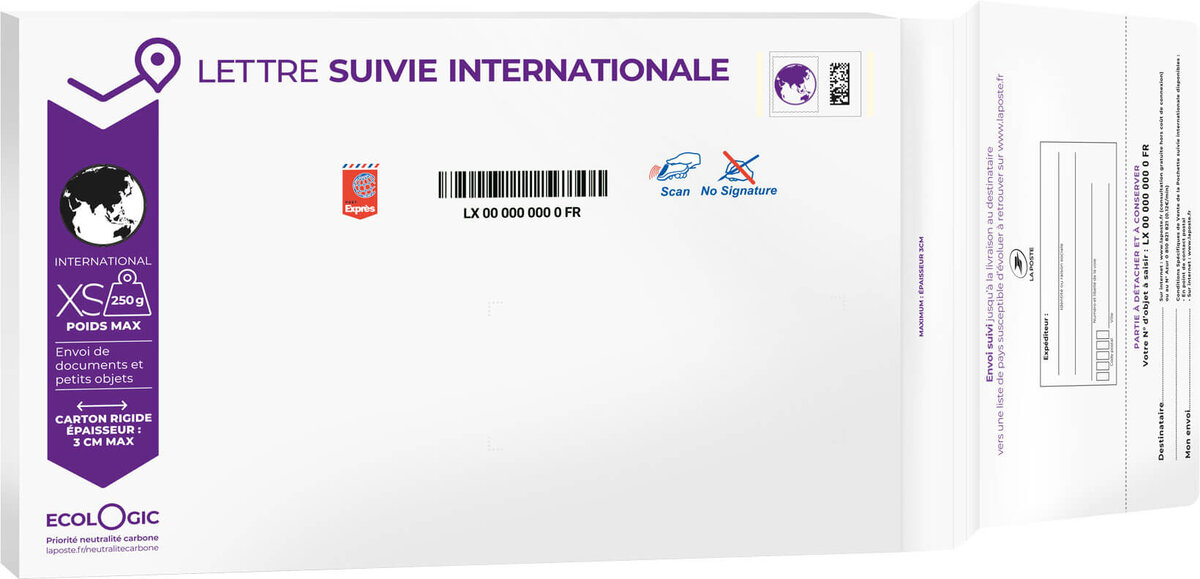 PrêtàPoster Lettre suivie internationale XS Pochette cartonnée