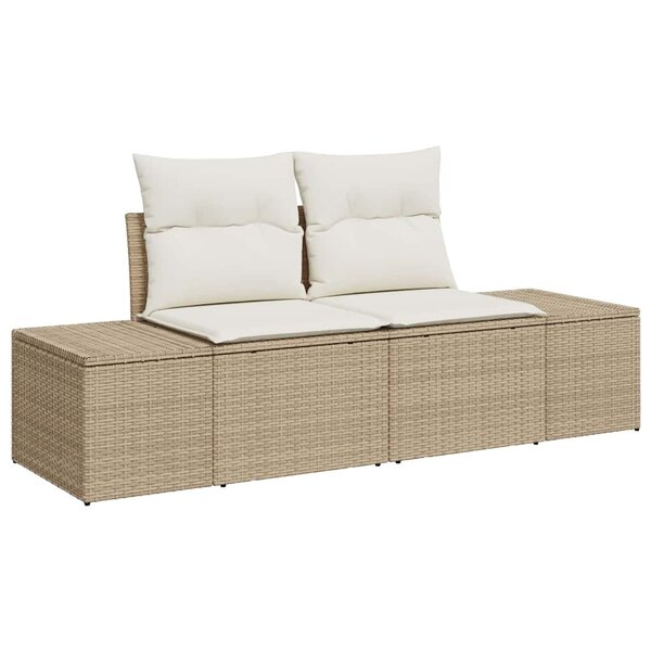 vidaXL Canapé de jardin avec coussin Beige 184 x 62 x 69 cm polyrotin