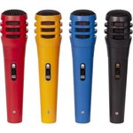 LTC 15-3021 Assortiment de 4 microphones - Cordon XLR/Jack 6.35mm - Rouge, jaune, bleu et Noir