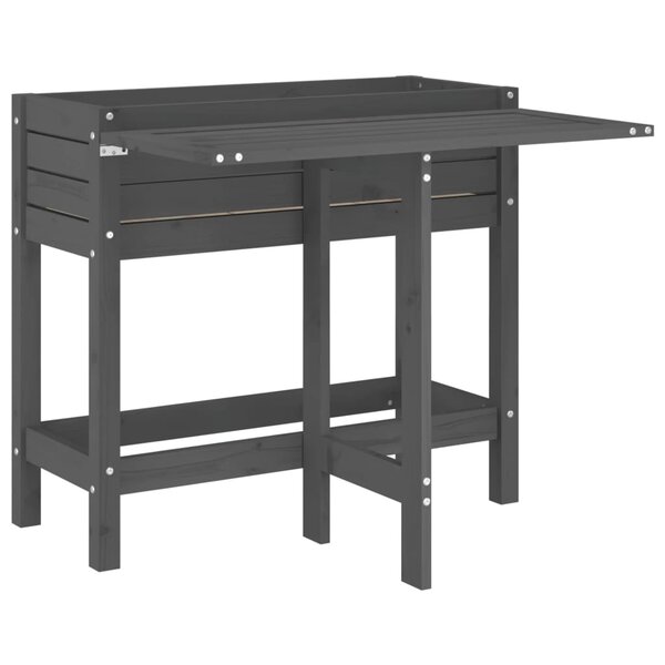 vidaXL Jardinière de jardin avec dessus pliable gris bois pin massif