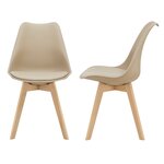 Lot de 2 chaises de salle à manger scandinave siège cuisine plastique synthétique hêtre 81 cm beige 03_0002767