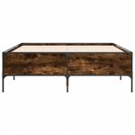 vidaXL Cadre de lit chêne fumé 135x190 cm bois d'ingénierie et métal