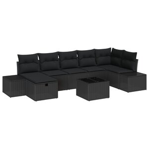 vidaXL Ensemble de canapé de jardin 8 Pièces Noir 55 x 62 x 69 cm