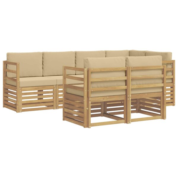 vidaXL Ensemble de canapés d'extérieur 7 Pièces Blanc et Beige