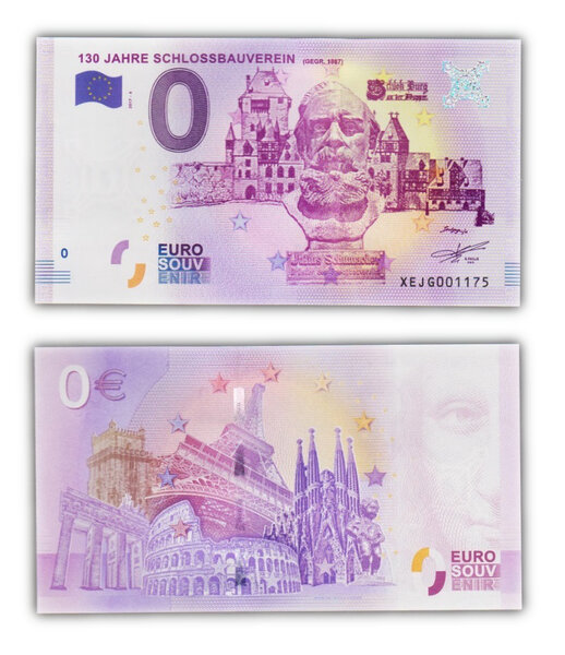Billet de Collection 0 Euro souvenir 2017 130 Jahre Schlossbauverein - Allemagne - Neuf - Numéro de série aléatoire