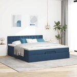 vidaXL Lit ottoman avec matelas et LED bleu 180x200cm tissu