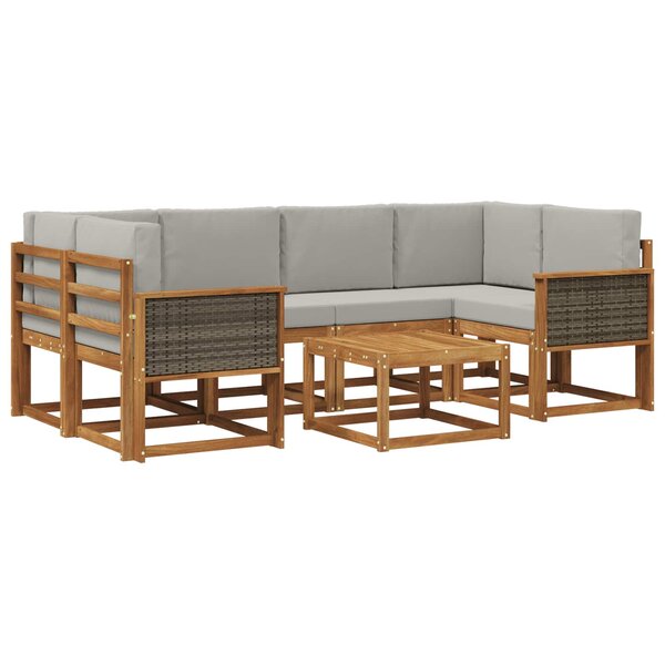 vidaXL Ensemble de canapés d'extérieur 5 Pièces Naturel et gris clair