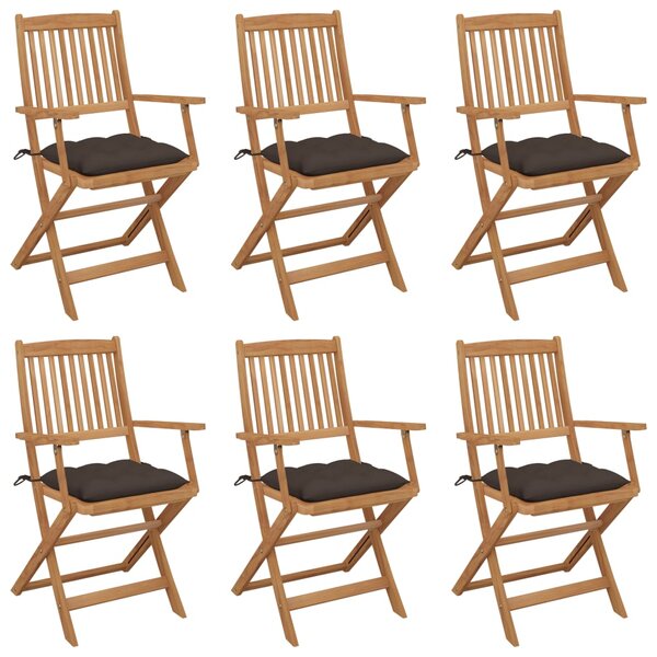 vidaXL Chaises pliables de jardin 6 Pièces avec coussins Bois d'acacia