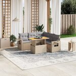 vidaXL Salon de jardin avec coussins 6 Pièces beige résine tressée