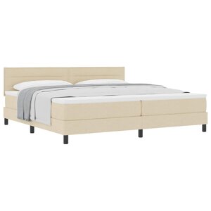 vidaXL Lit à ressorts avec tête de lit Crème 200 x 200 cm tissu