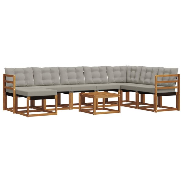 vidaXL Ensemble de canapés d'extérieur 9 pc Naturel et gris clair