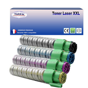 4 toners compatibles avec ricoh aficio spc410dn  spc411dn  spc420dn  type 245 (noir+couleur) - t3azur