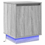 vidaXL Table de chevet avec lumières LED Gris Sonoma 39x34 5x50 cm