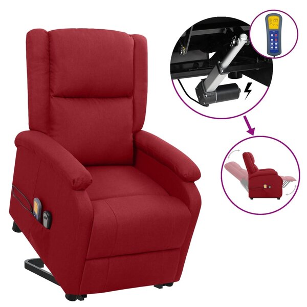 vidaXL Fauteuil de massage Rouge bordeaux Tissu