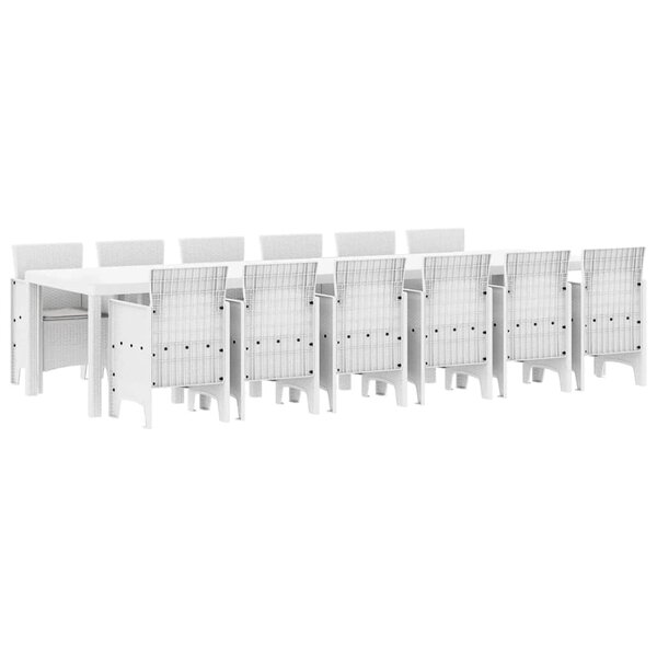 vidaXL Ensemble de salle à manger pour jardin 13 pc Blanc Rattan Polt
