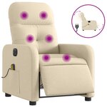 vidaXL Fauteuil inclinable de massage électrique crème tissu