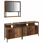 vidaXL Ensemble de mobilier de salle de bain avec étagère 3 Pièces Marron