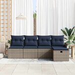 vidaXL Ensemble de canapé de jardin avec coussin 5 Pièces Poly rotin