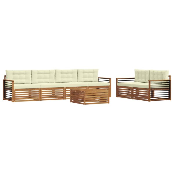 vidaXL Ensemble de canapés d'extérieur 7 pc Naturel et Crème