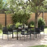 vidaXL Ensemble de salle à manger pour jardin 7 Pièces Noir Poly rotin