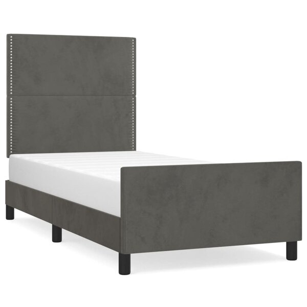vidaXL Cadre de lit avec tête de lit Gris foncé 90x200 cm Velours