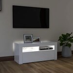 vidaXL Meuble TV avec lumières LED blanc brillant 90x35x40 cm