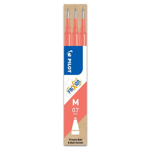 Set de 3 Recharges Roller FRIXION BALL BLS-FR7 Pointe Moyenne Rose corail x 12 PILOT