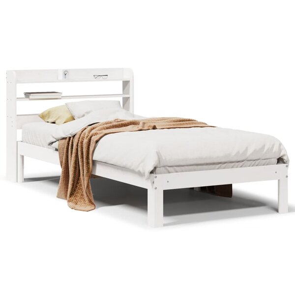 vidaXL Cadre de lit avec tête de lit sans matelas blanc 100x200 cm