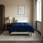 vidaXL Duvet d'hiver Matelassé Bleu foncé 140 x 200 cm Microfibre