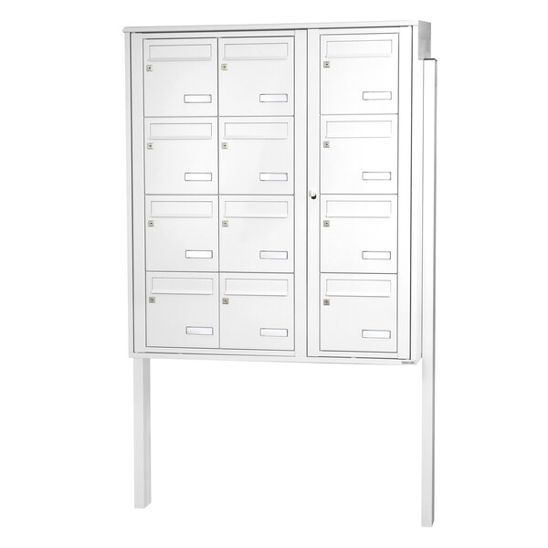 Bloc collectif Leabox  3x4  grade 3  simple face  extérieur  fixation sur pieds à sceller  blanc neige  ral 9016 finition brillante