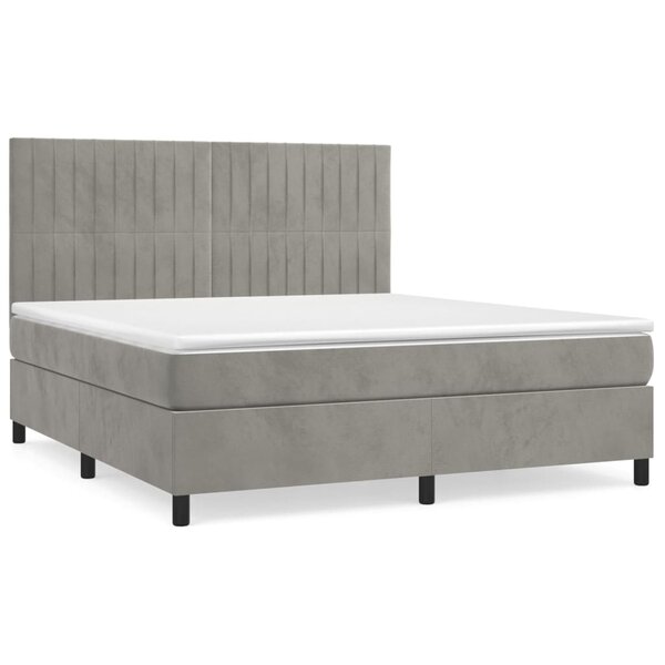 vidaXL Sommier à lattes de lit et matelas Gris clair 160x200cm Velours